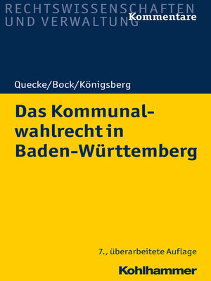 cover image of Das Kommunalwahlrecht in Baden-Württemberg